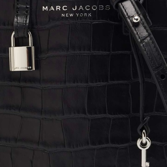 🌷Sale!! Marc Jacobs Mini Grind Black Croc Embossed Leather Tote - Picture 3 of 8